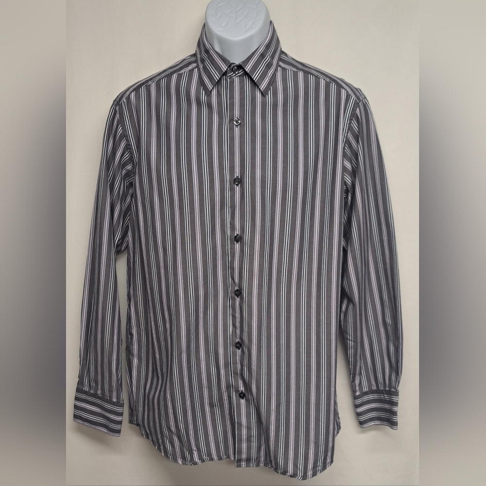 Concepts By Claiborne Classic Fit M Striped Button Down Shirt  Long Sleeve